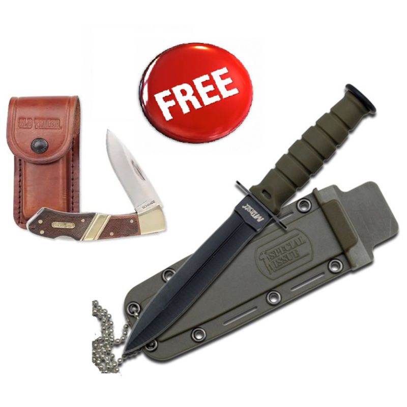 Old Timer Mountain Beaver + Green Viper Boot Knife Bundle